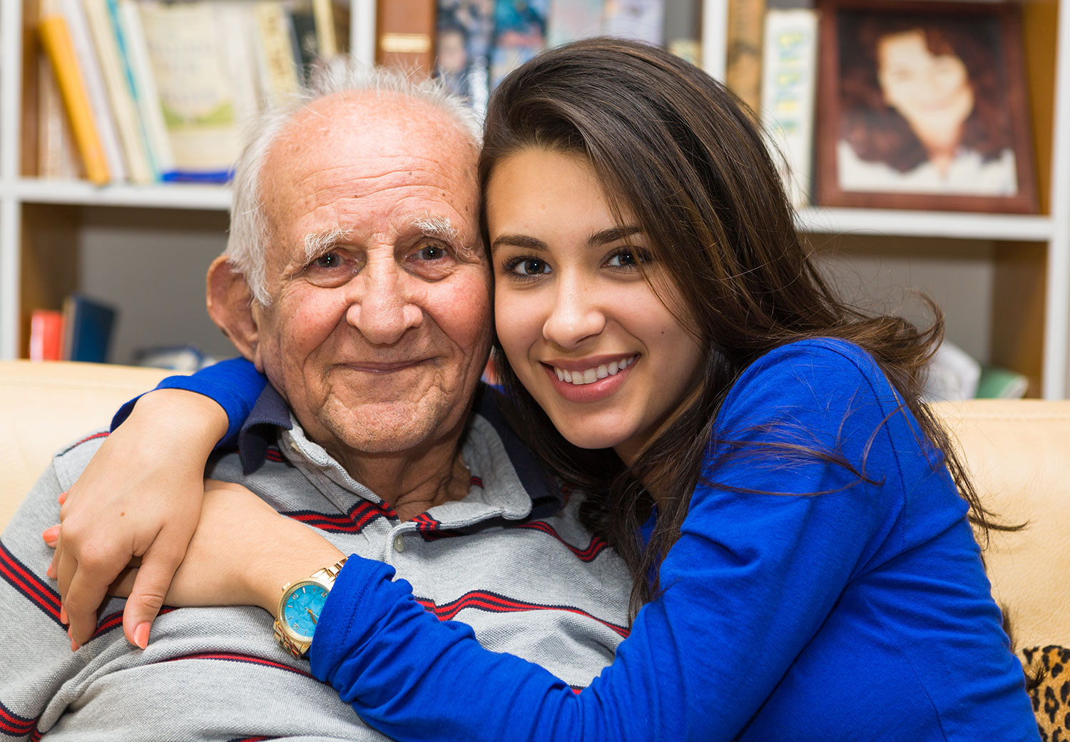 Senior and girl